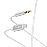 Hama MFI audio adaptérový kabel Lightining na jack 3,5 mm pro Apple, 1 m, aktivní, alu