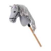 FAUNICA Hobby horse Apollo, šedý kůň na tyči, provázková hříva