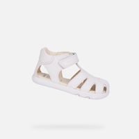 Bílé chlapecké barefoot sandály pro první kroky Geox Steppieup