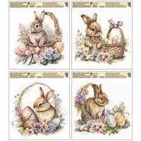 dekorace okenní VELIK. ZAJÍČEK s glitry 33,5x30cm, 4motivy, fólie