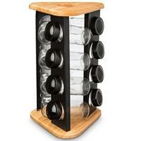 kořenka 12ks (80ml) sklo/plast BLACK, otoč.stojan dřevo/kov