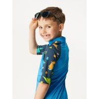Dětské triko s UV ochranou 50+, Modrá, Dinosauři