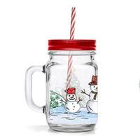 TORO SKLENICE MASON S VÍČKEM A BRČKEM 450ML SNĚHULÁK_hamashop