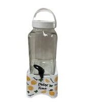 láhev 3,0l sklo s kohoutem, bílý plast.stojan DETOX TIME