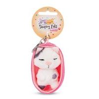 NICI NICI klíčenka Spící kočička 8cm flekatá, košík růžový
