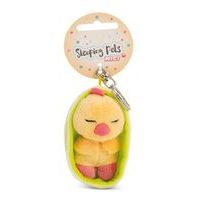 NICI NICI klíčenka spící Kuřátko 8cm, světle zelený košík, GREEN