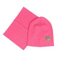 Dětský set (čepice + nákrčník), MY MIMI - Neon pink