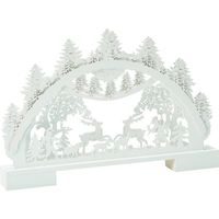 HOMESTYLING Vánoční dekorace s LED osvětlením 41 cm bílá s jeleny KO-GML001020jele