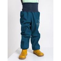 unuo Batolecí softshellové kalhoty s fleecem Tyrkysové + reflexní obrázek Evžen (Softshell toodler trousers)