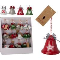 ZVONEK 5,8cm VÁNOČNÍ, mix barev, závěs, kov