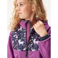 Unuo, Softshellová bunda s fleecem, Ostružinová, Jednorožci ( Unuo softshell jacket printed)