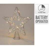 dekorace 28cm HVĚZDA, LED osv., stříbrná