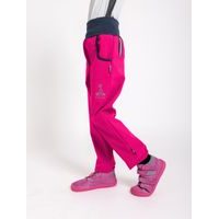 unuo softshellové kalhoty bez zateplení Fuchsiové + reflexní obrázek Evžen (Softshell kids trousers, no insulation, fuchsia)