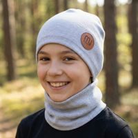 Dětský set (čepice + nákrčník), MY MIMI - Tmavě růžová