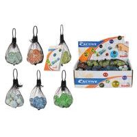 Skleněné kuličky v síťce, 6 druhů, 20DP
