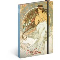 Notes Alfons Mucha – Hudba, linkovaný, 13 × 21 cm Baagl