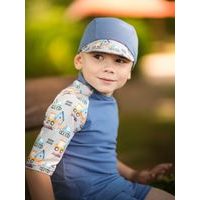 Unuo, Dětská kšiltovka s UV ochranou 50+, Modrá, Bagry