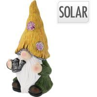 PROGARDEN Zahradní dekorace trpaslík se solárním světlem 37 cm Žlutá čepice KO-095241730