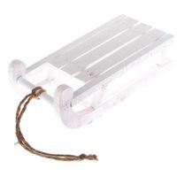 SÁŇKY 31x11x14.5cm, bílé, přír. dřevo, patina, dekorace