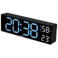 hodiny dig., budík, teploměr B-5027, LED 23x7x3,5cm, měn.barva