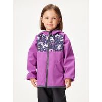 Unuo Dětská softshellová bunda bez zateplení Basic, Ostružinová, Jednorožci