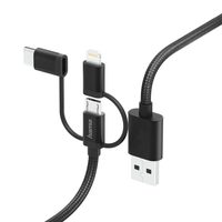 Hama USB kabel 3v1, micro USB / USB-C / Lightning, 1,5 m