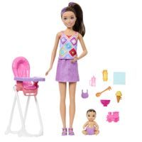 Barbie SKIPPER BABYSITTER chůva s jídelní židličkou