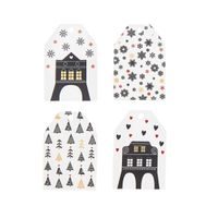 Visačky-jmenovky papír vánoční DOMKY 20 ks bílá