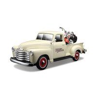 Maisto Maisto - Harley-Davidson Custom, 1950 Chevrolet 3100 Pickup + 2001 FLSTS Heritage Springer, 1:24