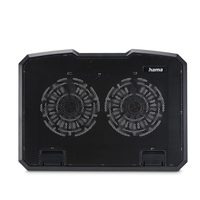 Hama chladicí stojan pro notebook Black Metal, 2 ventilátory, naklápěcí, modré podsvícení, tichý