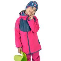 Unuo, Dětská softshellová bunda s fleecem, Žíhaná Tm. Modrá, Lístečky