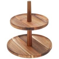 EXCELLENT HOUSEWARE Etažér dvoupatrový 23 cm Akát KO-210001360