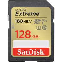 SanDisk Extreme 128GB SDXC Memory Card 180MB/s and 90MB/s, UHS-I, Class 10, U3, V30