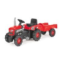 DOLU Šlapací traktor s vlečkou, červený