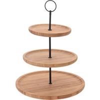 etažér 3patra, d16/21/26, v.32cm, BAMBUS/Cr