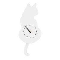 TORO HODINY NÁSTĚNNÉ TVAR KOČKA 17,2X4,5X40CM, BÍLÁ_hamashop