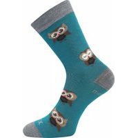 VoXX Dětské vlněné merino ponožky SOVIK sovičky - modro-zelená