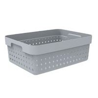 košík SEOUL M, 36x27x13cm-mat.šedý, plast