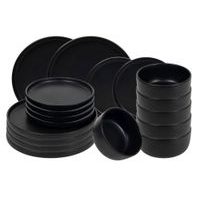 HIT Jídelní sada talířů 18 ks matná černá FLAT BLACK HT-24327384