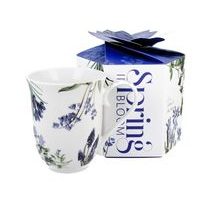 hrnek 460ml SPRING modré květy, porcelán, DB