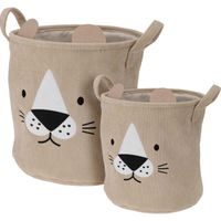 HOMESTYLING Dětský úložný koš na prádlo i hračky válec sada 2 ks béžová KO-HZ1993030bezo
