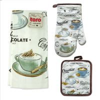 TORO SET KUCHYŇSKÝ-RUKAVICE,CHŇAPKA,UTĚRKA CAFE BISTRO_hamashop