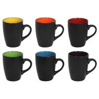 HIT Sada hrnků 6 ks černá s barevným vnitřkem 340 ml HT-24304414