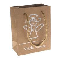 taška dárk. M, VESELÉ VÁNOCE, 18x23x10cm, přír.papír