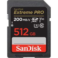 SanDisk Extreme PRO 512 GB SDXC Memory Card 200 MB/s and 140 MB/s, UHS-I, Class 10, U3, V30