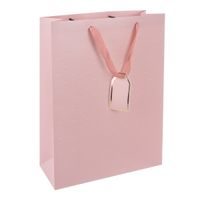 O Taška papír dárková vytlač. srdíčka 30,5x12x42 cm růžová