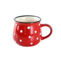 TORO HRNEK 370ml, červená, bílý puntík, keramika_hamashop