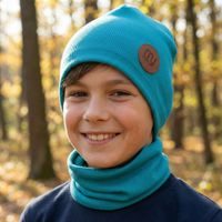 Dětský set (čepice + nákrčník), MY MIMI - Tmavě růžová