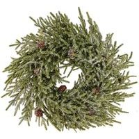 HOMESTYLING Vánoční věnec na dveře či stůl 40 cm přírodní zelená s jinovatkou KO-317910430sneh