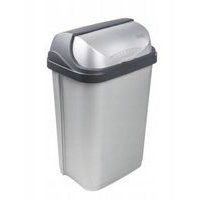 koš odp.25l RASMUS, stříbrný, zasouv.víko, 36x26x54cm, plast